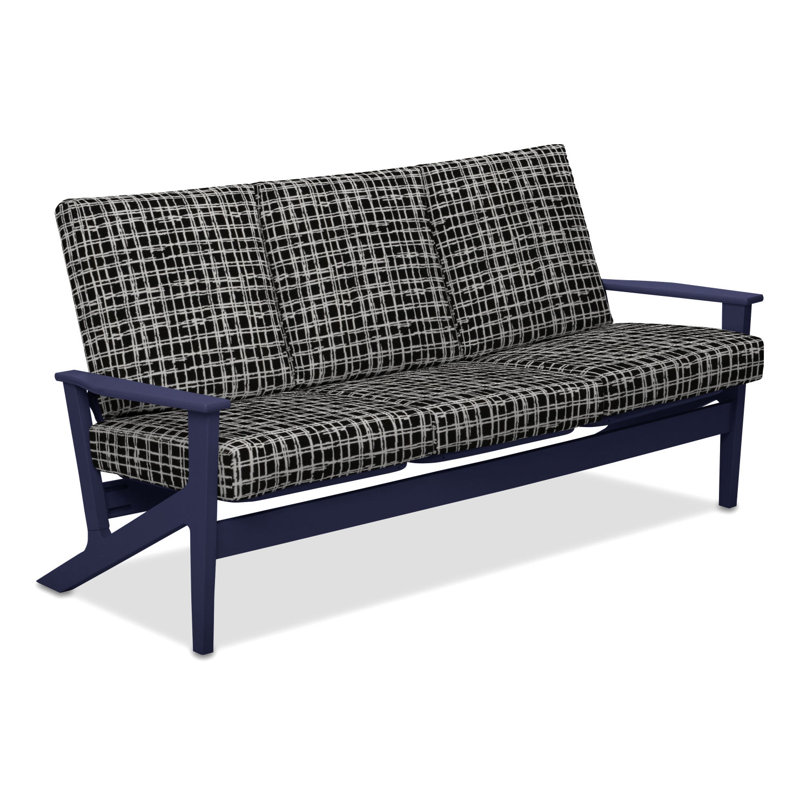 Chrisa 74.5'' Wide Patio Sofa with Cushions, Marais Classic, Snow
