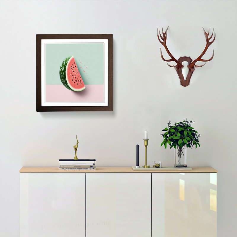 Watermelon Minimalism - Framed Print, Walnut