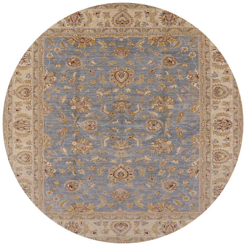 Tapis oriental brun / bleu Hrayr, Rond 5 pi