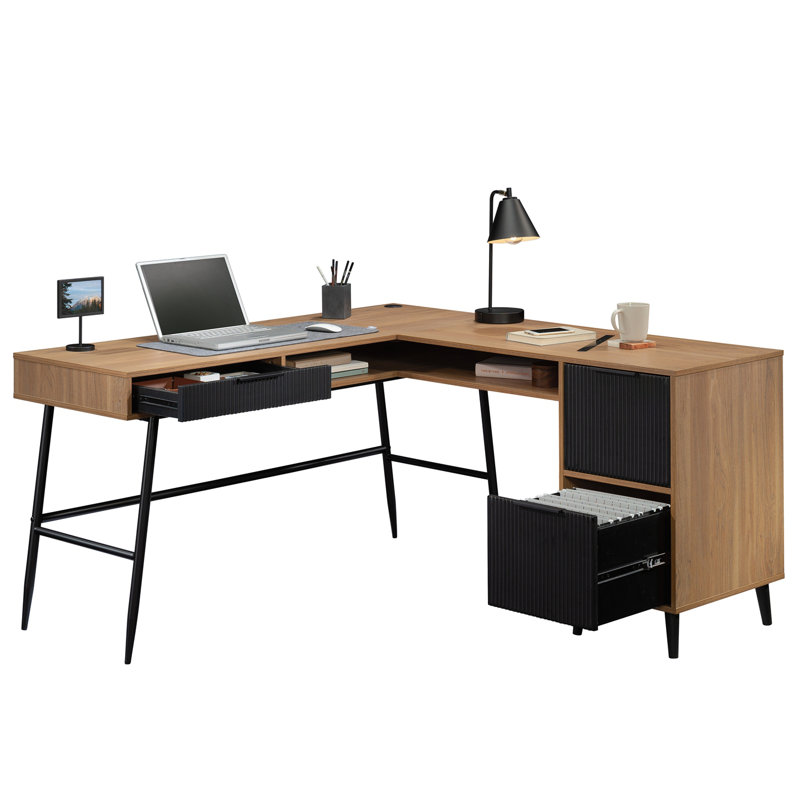 Bureau en L, finition brune