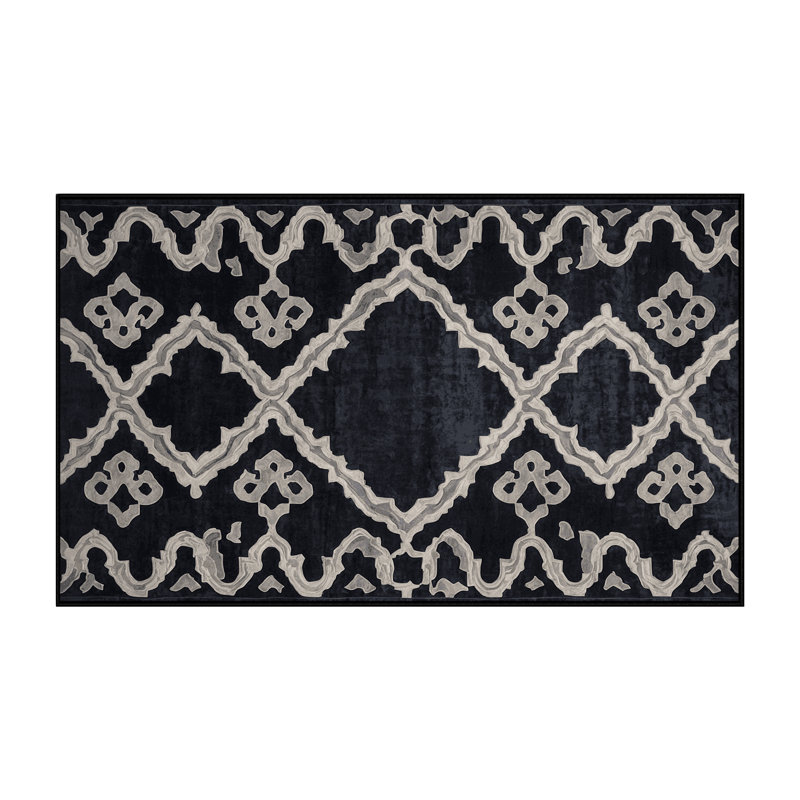 Machine Washable Gray Area Rug, Rectangle 5' x 7'