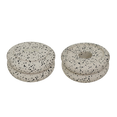 Gabby Stacking Candle Holder In Speckled Cream - Set Of 2