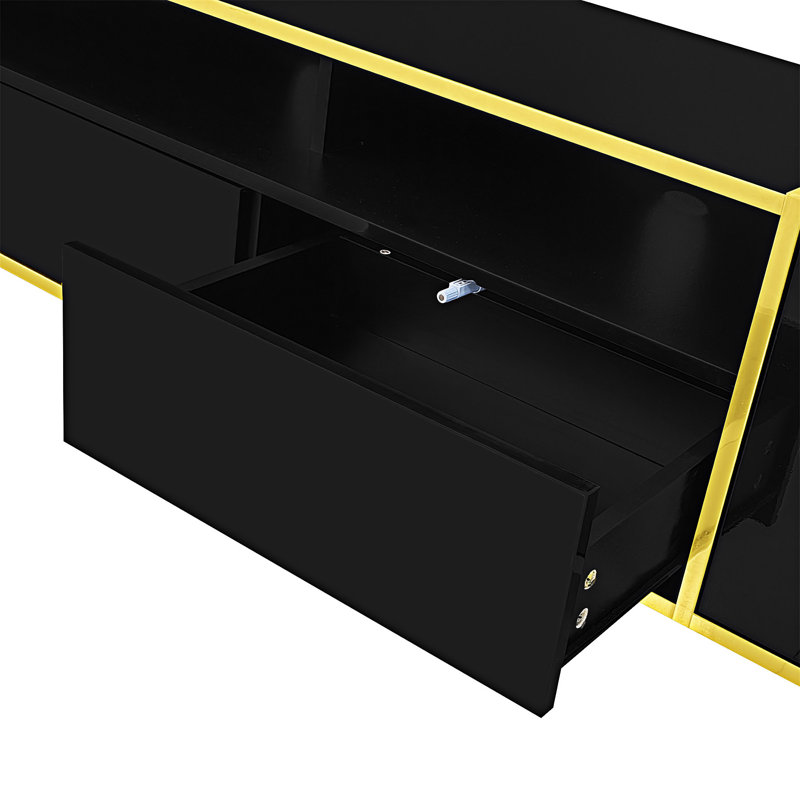 TV Stand Entertainment Center With Storage, Black