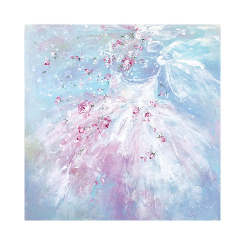 Reproduction d’art « chuchoteurs de Rosebuds » II par Debi coules, H 37 po x l 37 po x P 1,5 po, Toile tendue, Pas de tapis