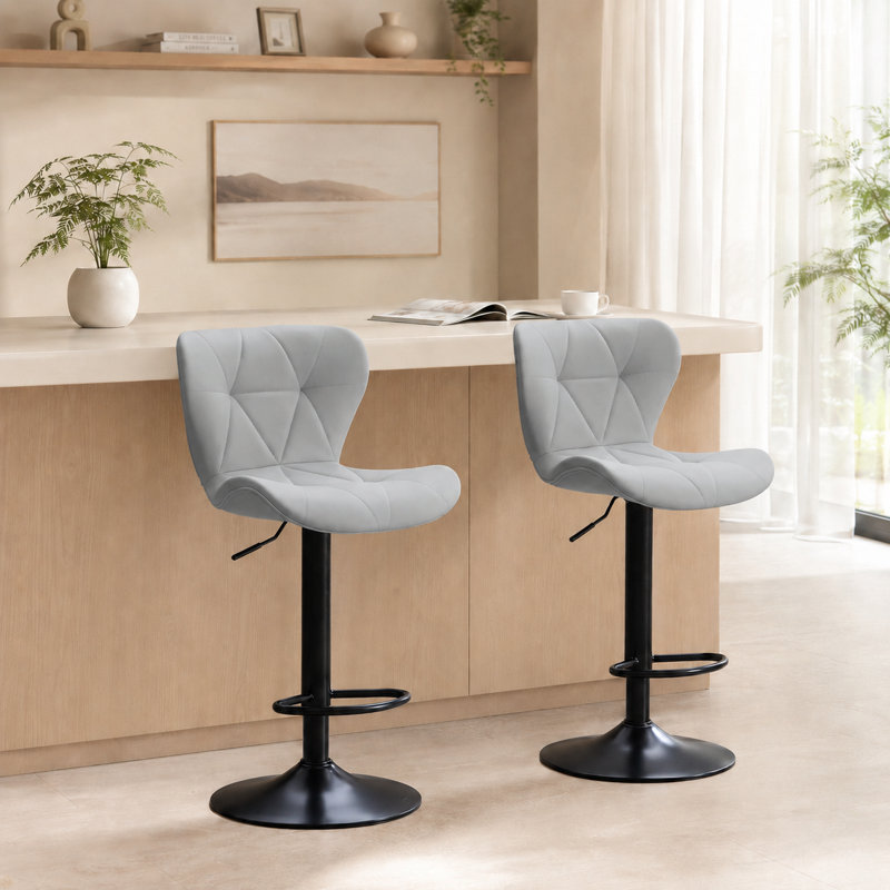 Ensemble de 2 tabourets de bar pivotants à hauteur réglable - pivotant à 360 ° avec repose-pieds, confort rembourré pour îlot de cuisine et comptoir