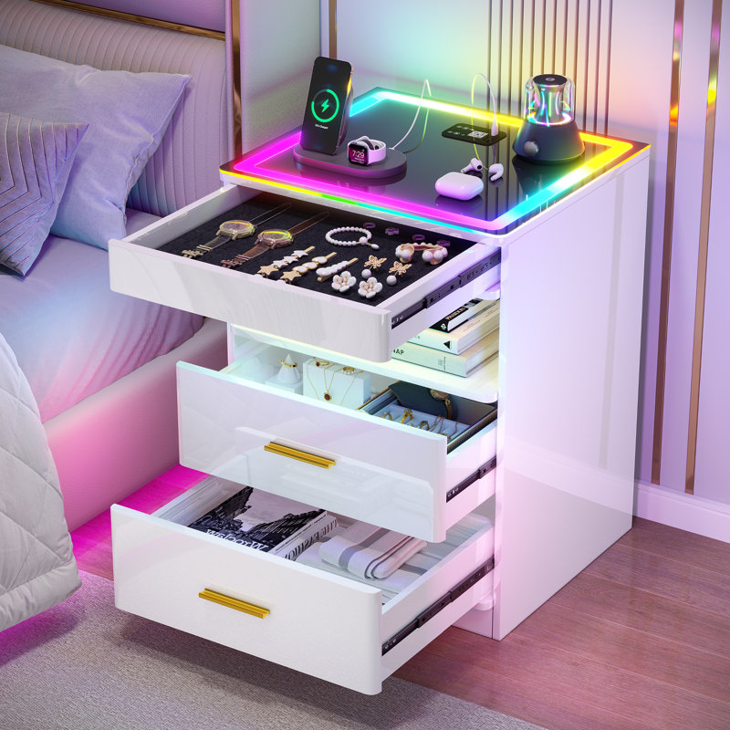 45cm W Bedside Table, White