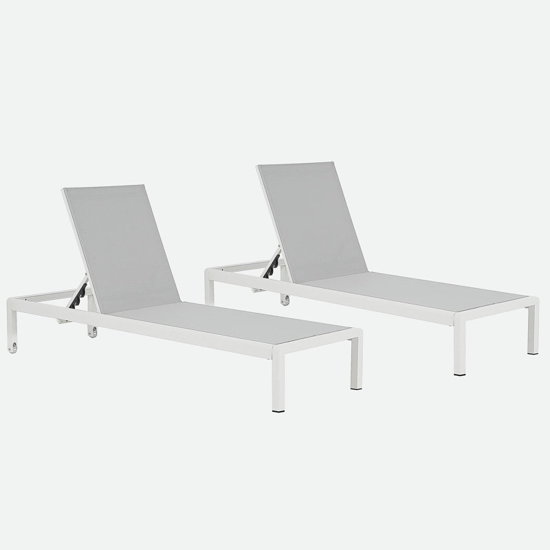 Outdoor Chaise Lounge Chair Set of 2, Aluminum Adjustable Outside Chair for Pool Patio Beach Yard, All Weather Use UV Resistant 400lbs Weight Capacity