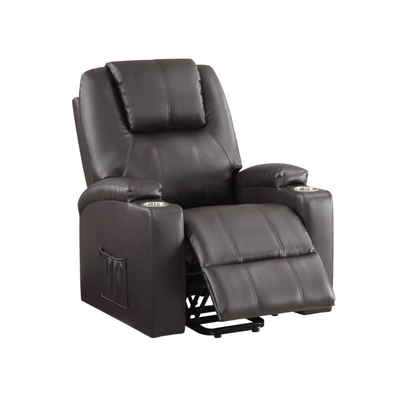 Fauteuil inclinable en cuir brun Aire avec lève-personne électrique et massage, Brun