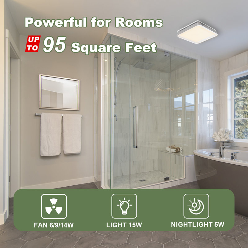 Matte Black 100 CFM Bathroom Exhaust Fan with LED Light