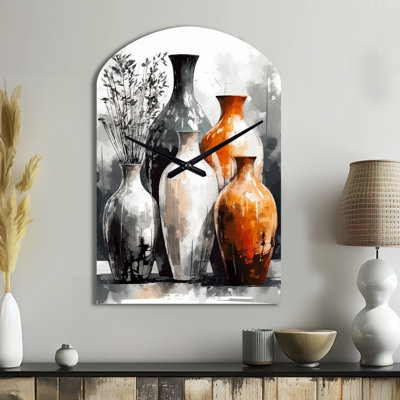 Ardo - Arch Shape Decorative Brown Boho Pottery Wall Clock