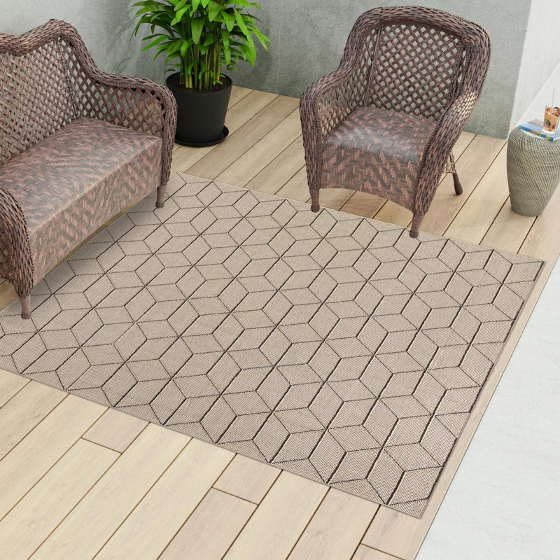 Tapis d'extérieur à treillis, Carré 7 pi 10 po