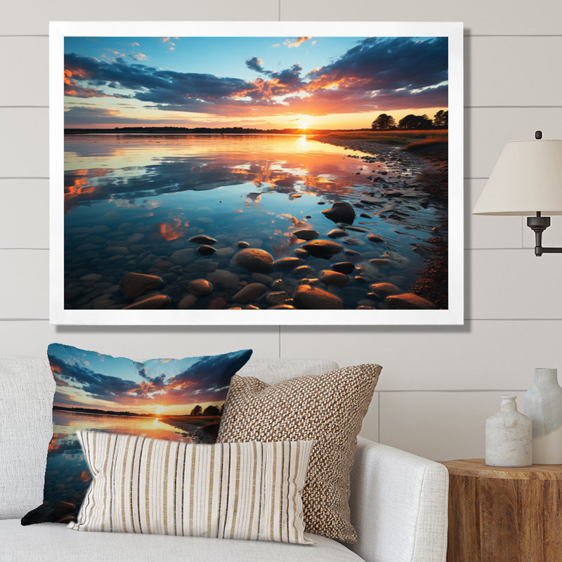 Paysage côtier du Delaware II - reproduction sur toile, Cadre photo blanc, H 34 po x l 44 po x P 1,5 po