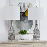Korando 29" Standard Grey Glass Table Lamp Set