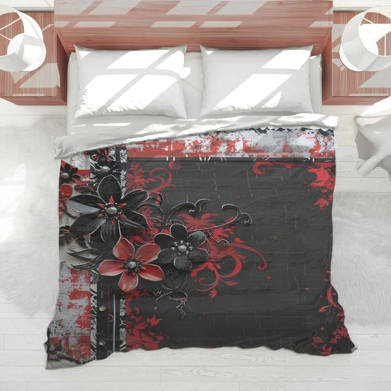 Floral Bedding Decor Comforter Gothic, King