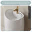 Lavabo sur pied en céramique blanche, moderne et minimaliste, avec miroir carré élégant