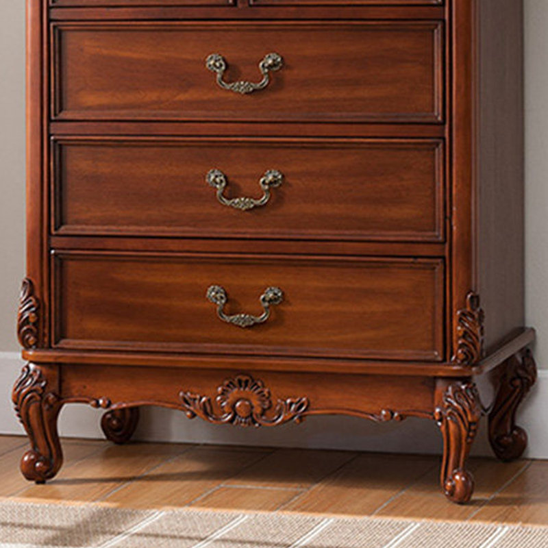 Armoire de rangement à 5 tiroirs en bois d'hévéa de style américain