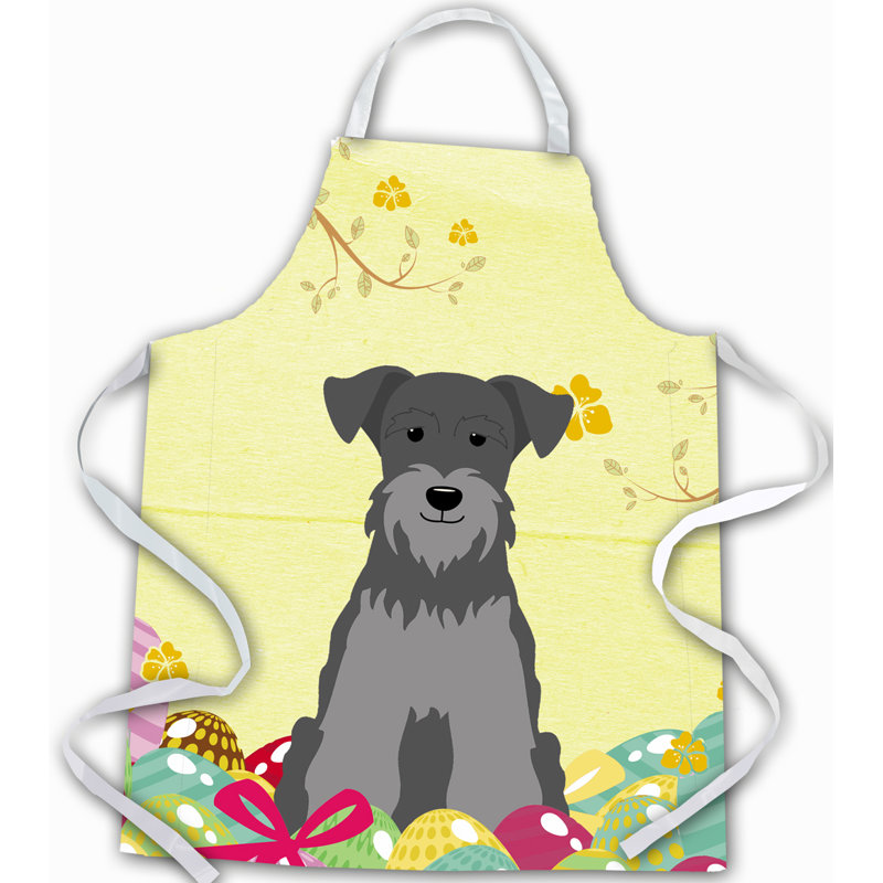 Tablier œufs de pâques, Schnauzer miniature, Jaune / noir / argent