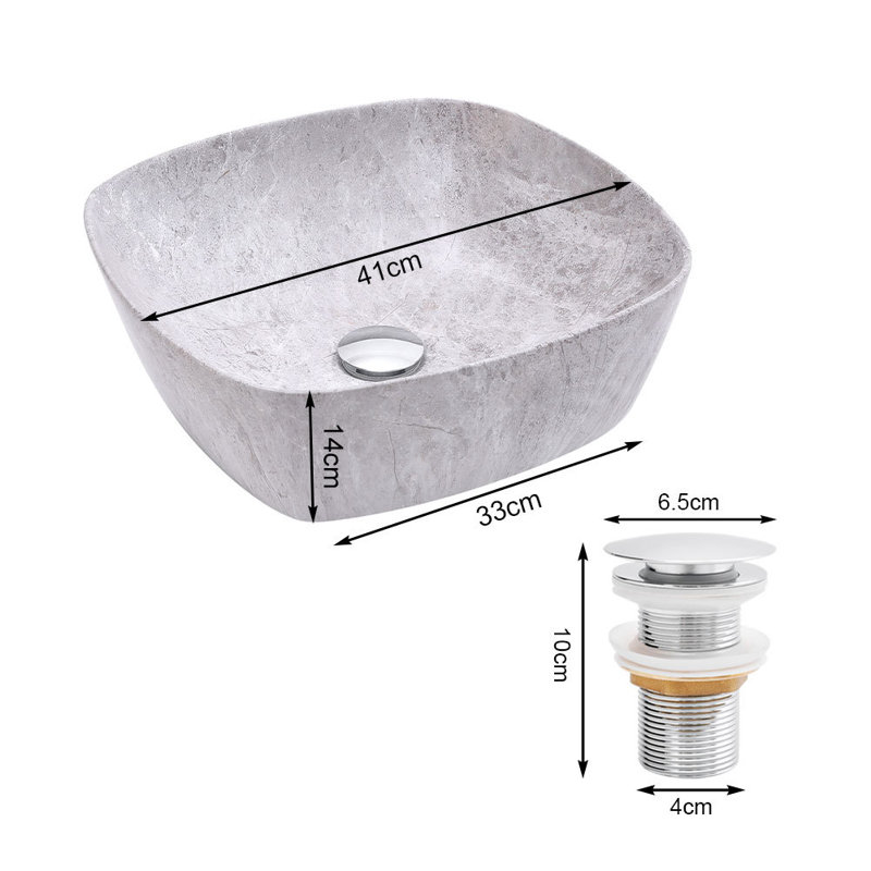 Metro Lane Chasim 410mm L x 410mm W Grey Ceramic Square Sink