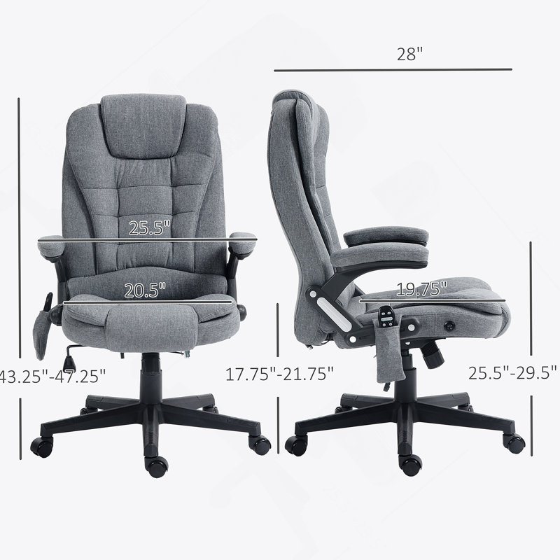 6 Point Vibrating Massage Office Chair With Lumbar Heat Grey