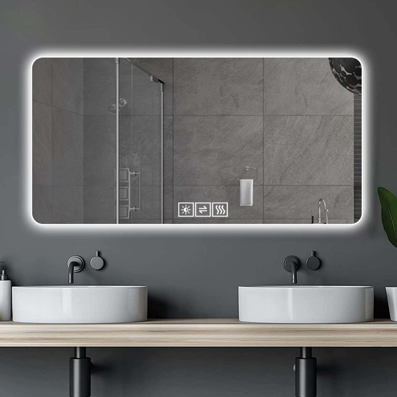 Miroir de salle de bain à DEL avec fonction désembuage, 59,05 po x 27,55 po