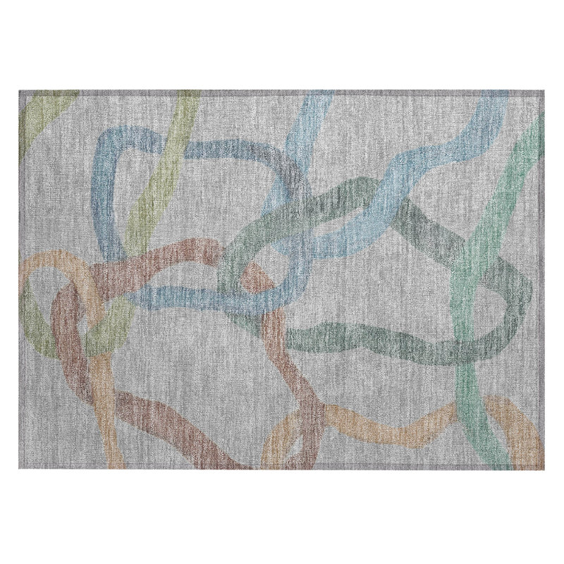 Machine Washable Indoor/Outdoor Chantille ACN2394 Abstract Rug, Rectangle 1'8" x 2'6"