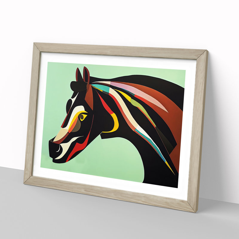 Sensational Horse Abstract - Framed Print, 25cm H x 34cm W x 2cm D, Oak 