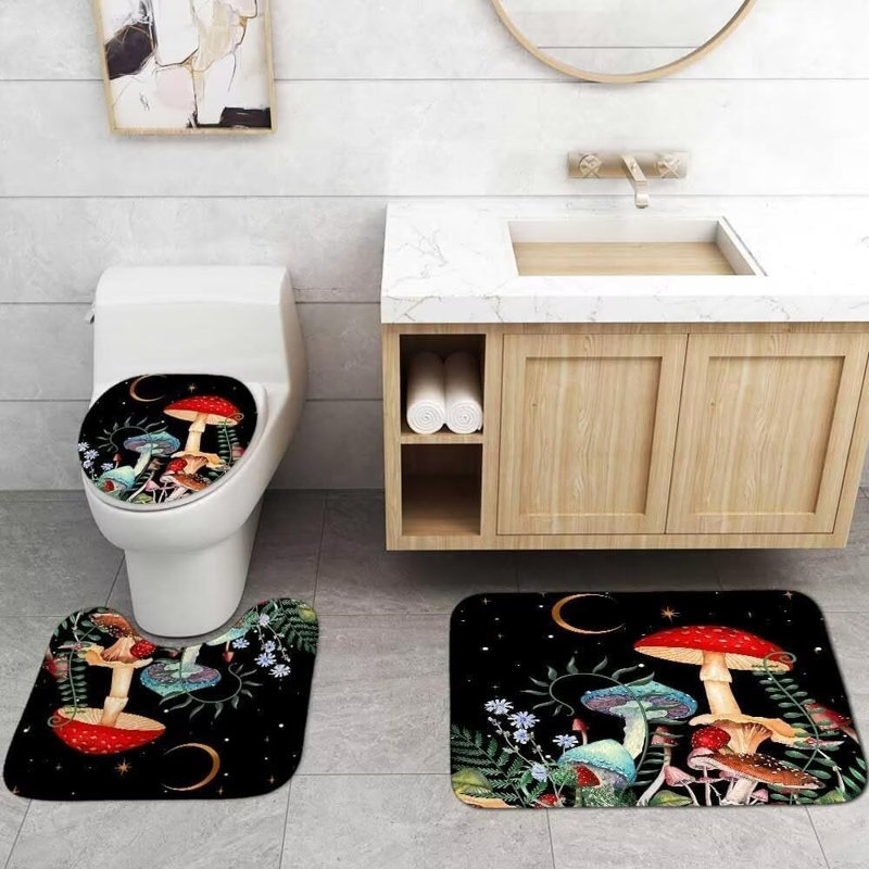 Ensemble de rideau de douche Mushroom Moon 4PCS