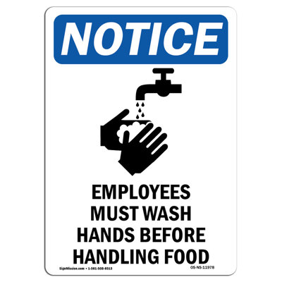 Employees Must Wash Sign with Symbol