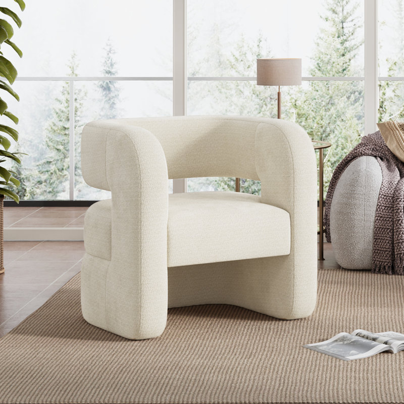 Chaise d'appoint rembourrée entièrement assemblée pour le salon Sinel, Beige
