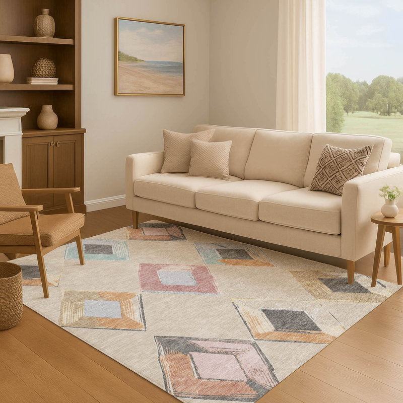 Premium Machine Washable Ariel Geometric Rug, Rectangle 5' x 7'6"