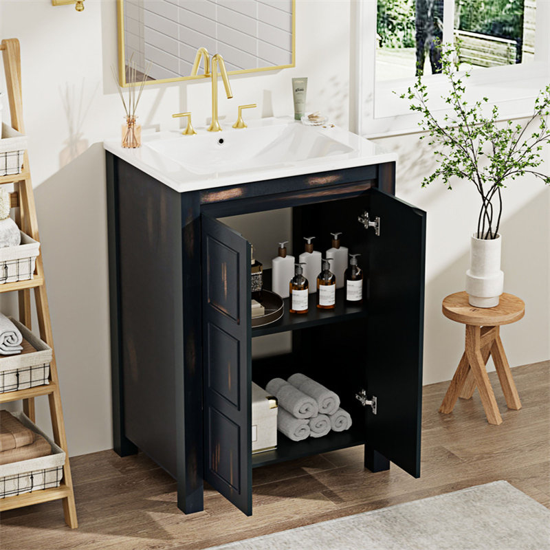Petit meuble-lavabo avec lavabo en céramique