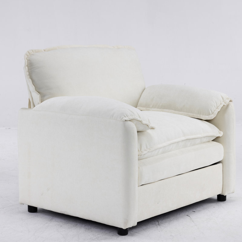 Fauteuil en chenille avec assise spacieuse - Fauteuil surdimensionné de 38 po pour le salon, la chambre à coucher, le bureau et le salon confortable de 35,59 po