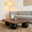Table basse de 40 pouces en forme de nuage avec 3 pieds sphériques pour le salon, pieds noyer noirs-533336479