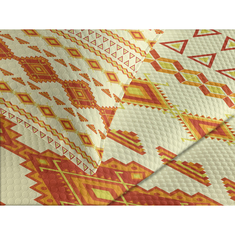 Ambesonne Aztec Bedspread Mexican, King Bedspread + 2 Standard Shams