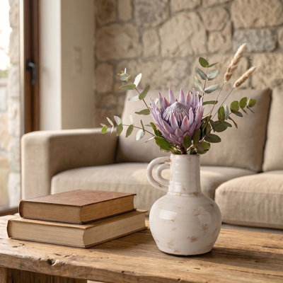 Vase en céramique beige rustique Dowan