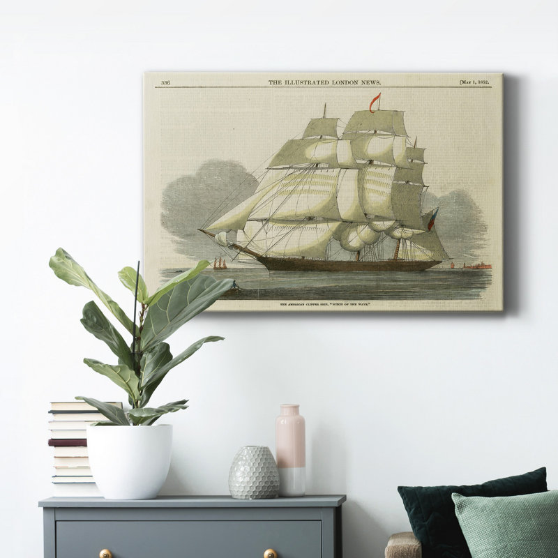 Antique Clipper Ship II - impression sur toile tendue, H 8 po x l 12 po x p 1 po