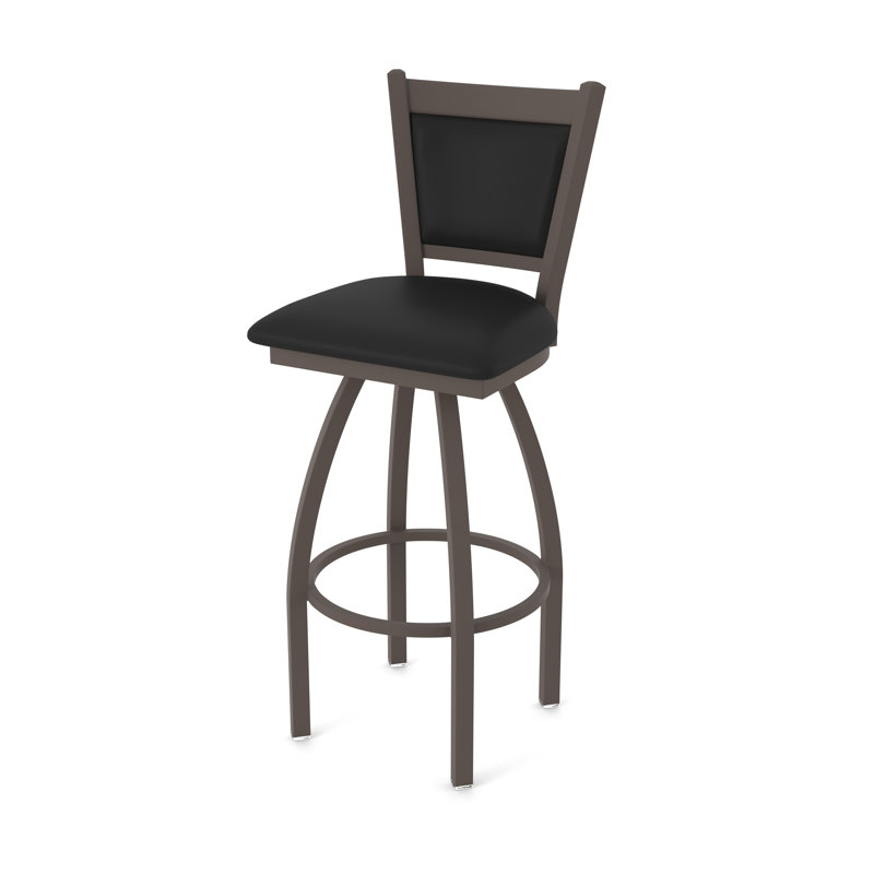 Tabouret pivotant Hadleigh, Vinyle noir, Bronze, Tabouret de bar (siège d’une hauteur de 30 po)