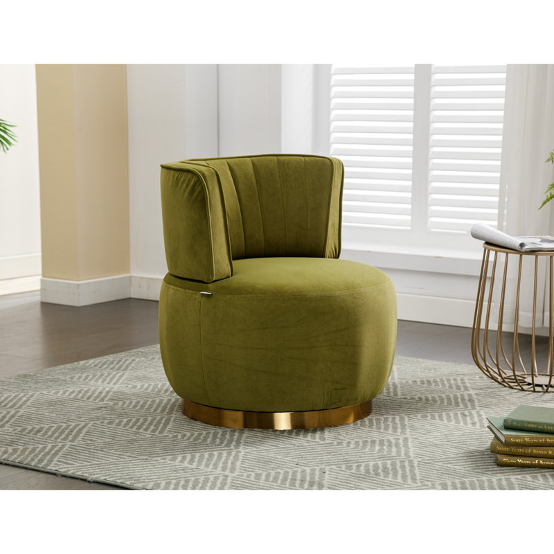 Fauteuil demi-tonneau pivotant de 25,2 po de largeur, Velours vert