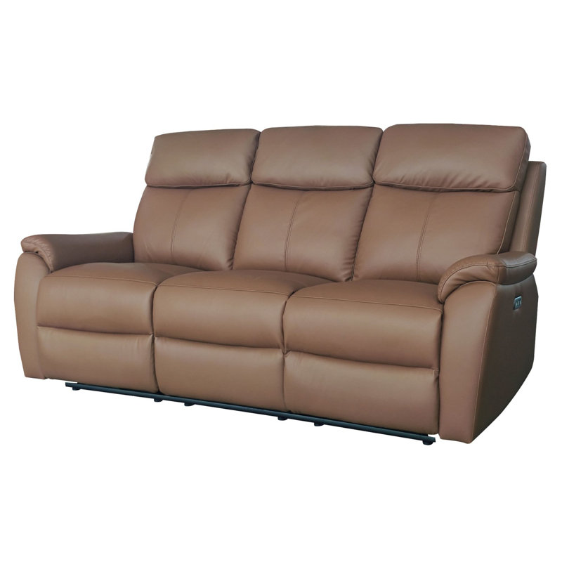 Windsor Powerglide 3 + 2 Real Leather Power Recliner Sofa Set, Black, Tan