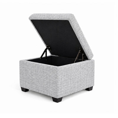 Jackson Square Storage Ottoman Chenille, Silver