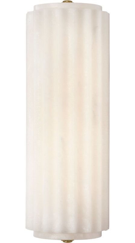Madden Fluted Linear Sconce in Alabaster, 12.5" H x 4.25" W x 2.75" D, Antique-Burnished Brass