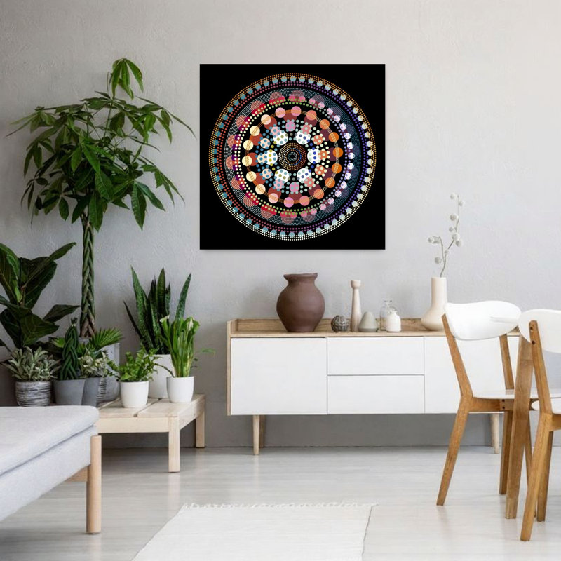 Art contemporain abstrait géométrique coloré, H 36 po x l 36 po