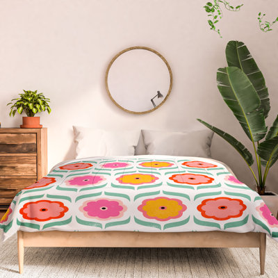 Ensemble de housse de couette en coton standard rouge / jaune / rose Showmemars