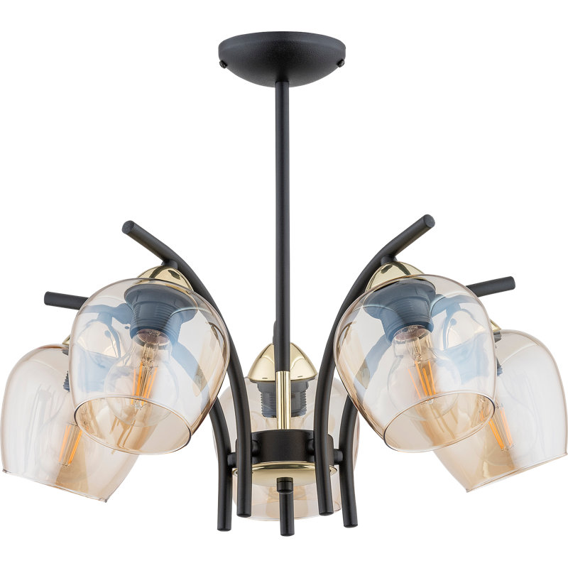 Dickens 5 - Light Chandelier, Gold, Amber
