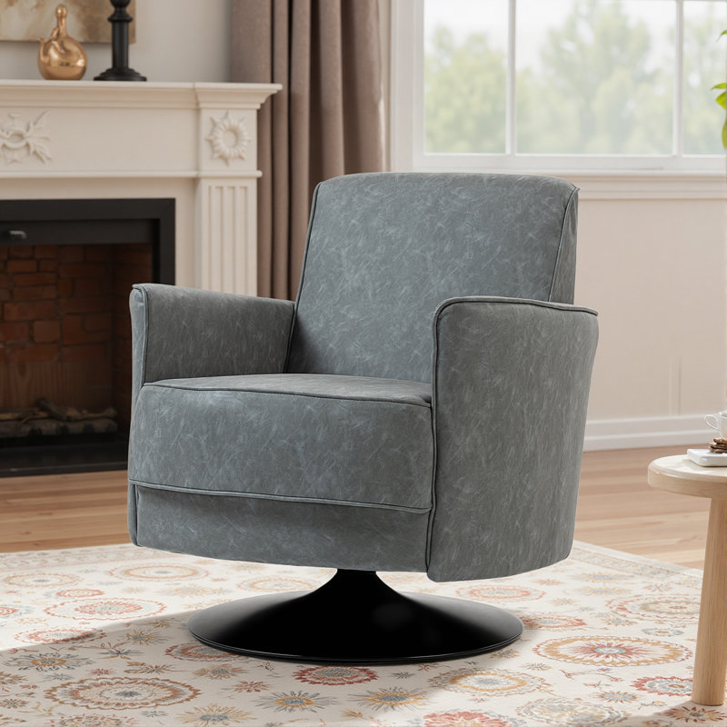 Faux Leather Swivel Armchair