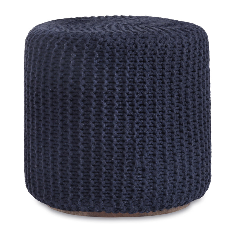 Repose-pieds rembourré en coton Tweedy, Marine 100 % coton