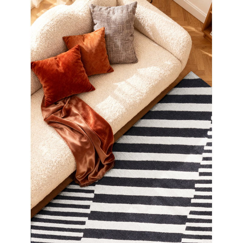 Stryve Striped Wool Hand Woven Area Rug, Rectangle 120 x 180 cm