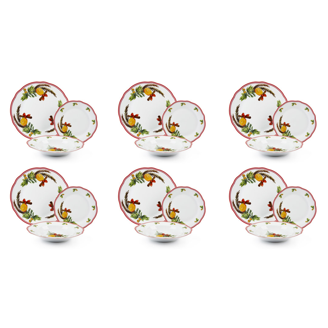 Cinnamon Piece Porcelain Dinnerware Set - Service for 6