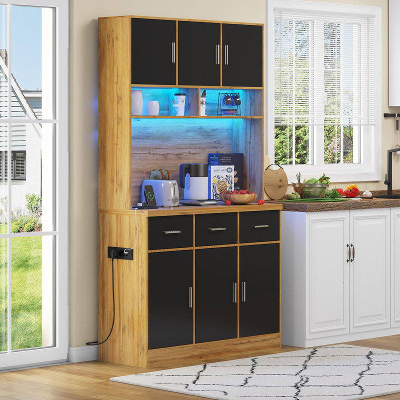 Dining Hutch Welsh Dresser, Black/Brown