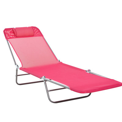 Chaise de plage à l'avant, rose, pliable avec dossier inclinable pour le confort extérieur Chaise de plage pliante en filet respirant et réglable